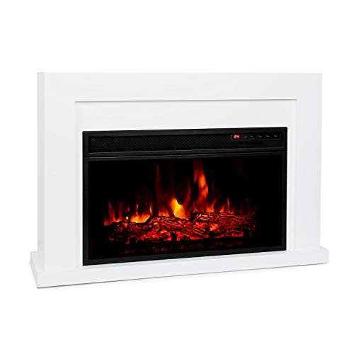 Klarstein Blanca Electric Fireplace - 1000/2000 W, LED Flame Illusion, Remote Control, Thermostat: 10-30 ° C, Weekly Timer, Open Window Detection, Overheat Protection, MDF Enclosure, White