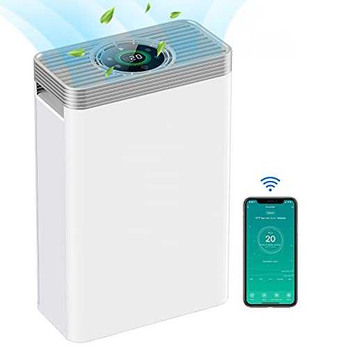 Air Purifier, Quiet Air Cleaner with H13 True HEPA Filter, Up to 1076 sq.ft Room Air Purifier, 3 Speeds, Touch Screen, Sleep Mode, Air Cleaner for Pollen, Smoke, Pet Hair, Dust, Works with Alexa