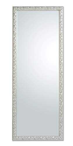 MO.WA Leaner Mirror Full Length Classic Baroque Silver Frame. Size cm. 55x145 Vertical and Horizontal Fixing. Made in Italy