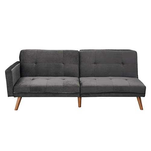 Soft Velvet 3 Seater Corner Sofa Bed With Footstool Wooden Legs Multi-combination Grey，sofa Bed (Color : Grey 3 seaters)