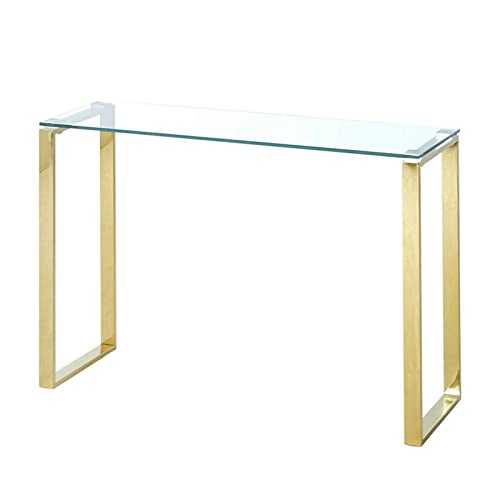 ZLLY Living Room Corridor End Table Console Table Tempered Glass Console Table Hallway Living Room Side Table Golden Chrome Legs