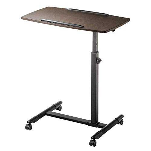 Aluminum Alloy Tall Console Table with Brown Density Board,Adjusable height, Lockable Casters,Under Desk Shelf for Adults/Students/Kids