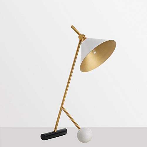 Yuxahiugtd Modern Minimalist Table Lamp Luxury Metal Desk Lamp Designer Creative Iron Bracket Reading Marble Art Deco Table Light Fixtures (Lampshade Color : White)