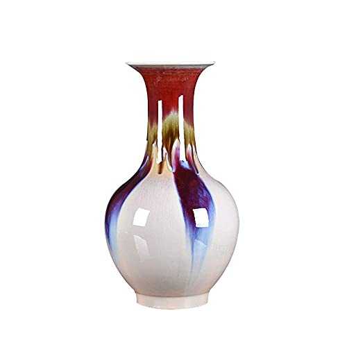 YUBIN Ceramic Vase Antique kiln cracked bottle, large bottle, modern home soft decoration home decoration crafts, gift ceramic ornaments 43 * 24 * 16cm red and white