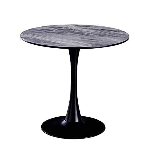 LIUNA Round Shape Marble Bistro Dining Table Wooden Table Legs Man-made White Carrara Marble Table Top Antique Coffee Leisure Side Table(Size:70cm,Color:Cylindrical)