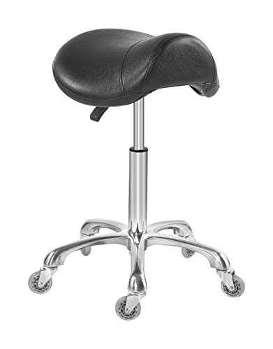 Ergonomic Saddle Stool Chair with Wheels for Dental Office Massage Clinic Spa Salon Cutting (Black)