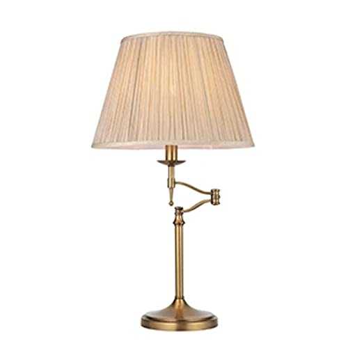 Stanford Antique Brass Swing Arm Table Lamp With Beige Shade - Interiors 1900 63649