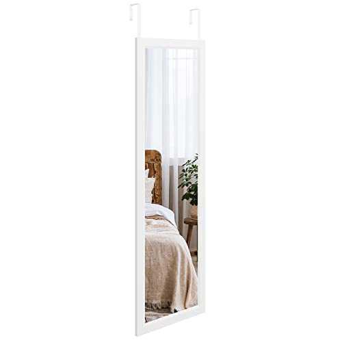 Dripex Over Door Mirror Full Length, Wall Mounted Mirror Door Hung Mirror for Bathroom/Bedroom/Wardrobe - Toughened Glass, White