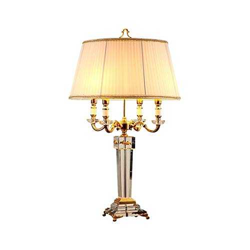 Table lamp Traditional Table Lamp Crystal Body Beige Tapered Drum Shade E14 Crystal Table Lamp for Living Room Bedroom Bedside Nightstand Office Family Desk Lamp