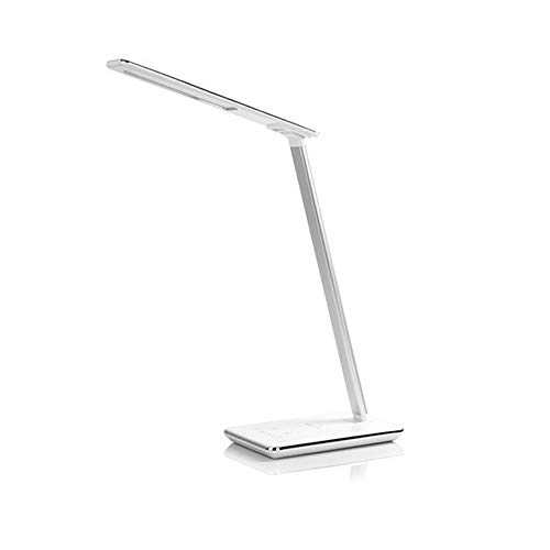 Gvbkscnjgjhk Desk Lamp, Wireless Charging LED Table Desk Lamp 48pc LEDS USB Port Reading Lamp Brightness Adjustable Eye-protect 4 Modes Table Lamp (Body Color : White)