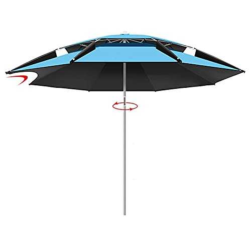 2.0m Patio Umbrella Outdoor Market Umbrellas Table Parasol Sunbrella, Can be Tilted, With Strong Ribs, sunshine Protection, Garden Swimming Pool, White, Blue, Purple (Color : 2.52m, Size : Blue)