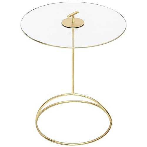 OUMYLFCNEC Side Table Golden Round Table Tempered Glass Coffee Table Small Tea Table Sofa Side Table End Table