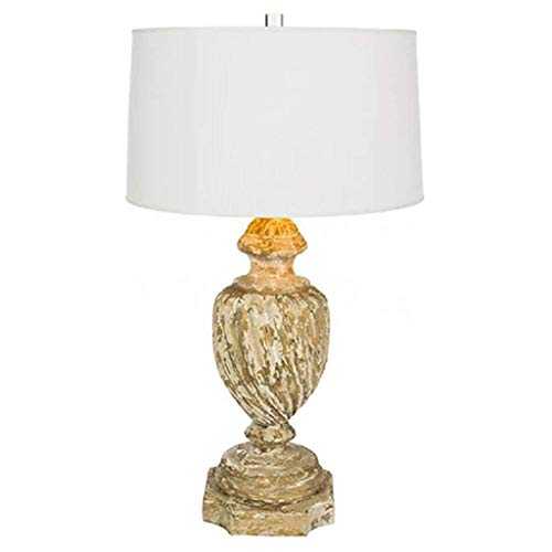FGDSA Desk Lamp Table lamp American Retro Country Wood Table lamp Wood Carving Antique Old Wooden lamp Bedroom Living Room Study Table lamp Bedroom Bedside lamp (Color : A)