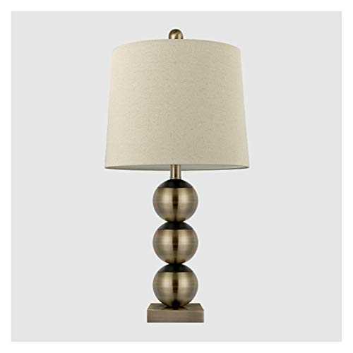 YUHUAWF Bedside Lamp Modern Table Lamps Antique Electroplating Bronze Triple Gourd Bedside Table Lamps for Living Room Bedroom with Linen Fabric Shade Table Lamp Dimmable
