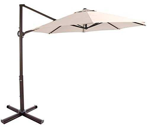 SORARA ROMA Basic Cantilever Overhanging Garden Umbrella | Sand | 3.3 m | Incl. Cross Base