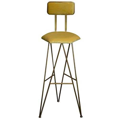 Bar Stool Metal Height Footrest Bar Stool Chair Footstool High Stools with Back Velvet Padded Dining Chair Metal Gold Legs | as Kitchen Stool | Bar | Breakfast Stool | Maximum Load Capacity