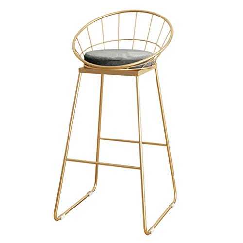 SOAILIMI2 Bar stool chair Retro footstool with butterfly backrest. Round Sponge Seat Cafcute Pub Dining Chairs, Gold Metal Foot Bar Stools,Colour:White (Color : Gray)