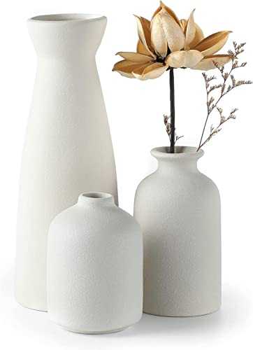 CEMABT Vases for Pampas Grass,Creative Vase Modern Home Decor,Handmade Vase White Ceramic Dried Flowers Crafts Ornaments for Office Home Deco Decoration,Vase Beige (White)
