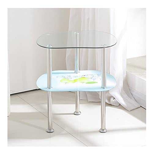 Round Sofa Side Table, Glass Countertop End Table Bedside Table 2-Layer Compact Desk Easy to Move for Living Room, Bedroom, The Terrace Convenient Assembly (Size : B-50x38cm) (D)