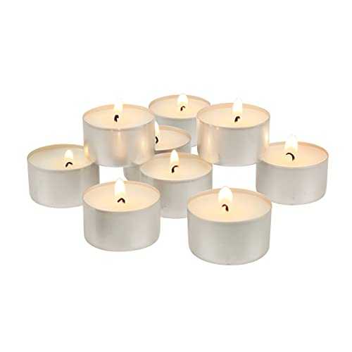 WHJJK Long Tealight Candles, 6 to 7 Hour Extended Burn Time, Bulk 300-Pack, 300 Pack, White, SB-SP-3424A