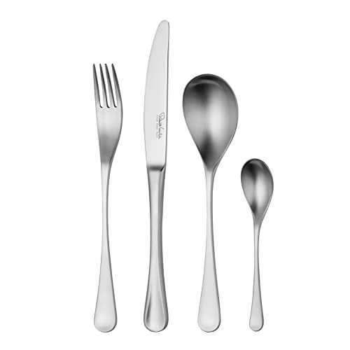 Robert Welch RW2 Satin Cutlery Place Setting, 24 Piece Set for 6 People. Made from Stainless Steel.