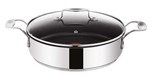 Tefal E79071 Jamie Oliver induction serving pan with 2 side handles and glass lid, stainless steel, 25 cm, 2,8L