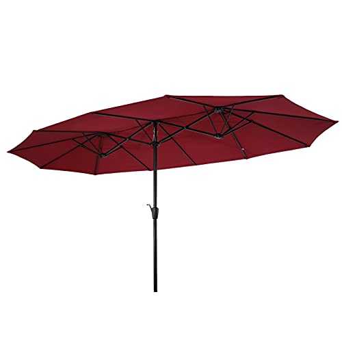 CHENGSYSTE Patio Umbrella，Large Patio Umbrellas Double-Sided Rectangular Parasols Outdoor Garden Patio Umbrella with Metal Stand Dropshiping 15x9ft Outdoor Umbrella (Color : Red)
