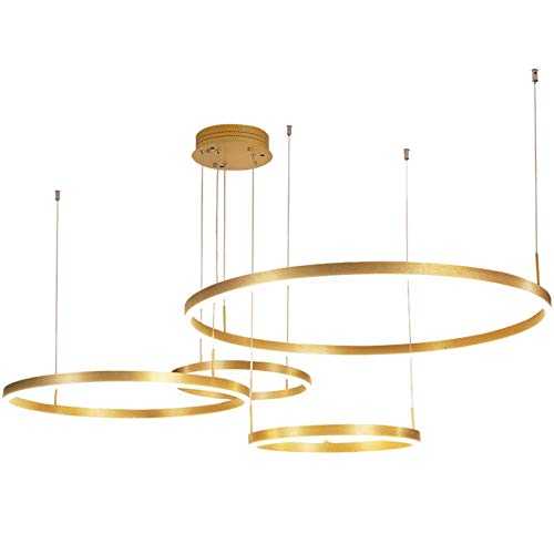 yywl chandelier Modern Pendant Lights For Gold/Black/Coffee Living Room Dining Room Circle Rings Acrylic Aluminum Body LED Ceiling Lamp Fixtures (Body Color : Gold, Wattage : 3R 40 60 80cm)