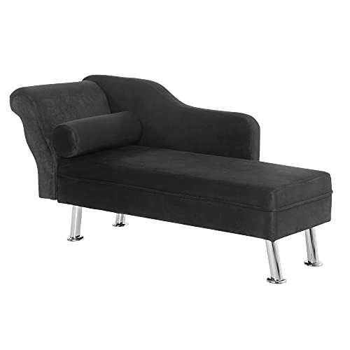 HOMCOM Deluxe Chaise Longue Sofa Bench Armchair Day Bed With Bolster Cushion Decor Black