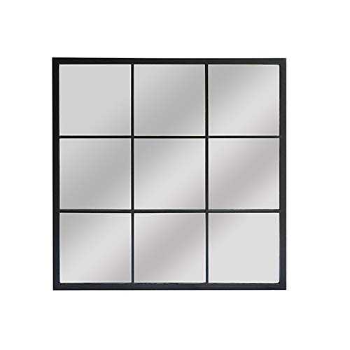 ASPECT Square Window Pane Industrial Metal Mirror, Black, 90(W) x2.5(D) x90(H) cm