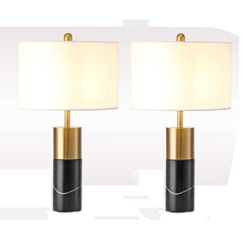 CLKJ Contemporary Table Lamps Set of 2 Bedroom Lamps for Nightstand, Farmhouse Table Lamps for Living Room, Drum Shade Decor, for Home Office Entryway,Apairblack-35 * 63cm/13.7 * 24.8in