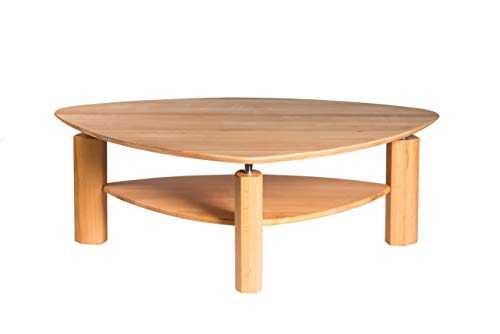 Amazon Brand - Alkove Hayes Triangular Solid Wood Coffee Table with 1-Shelf, 125 x 85 x 44cm, Core Beech