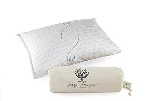 Sleep Artisan Latex Pillow Standard Size Adjustable Bed Pillows With Washable Cover (1) Made in The USA