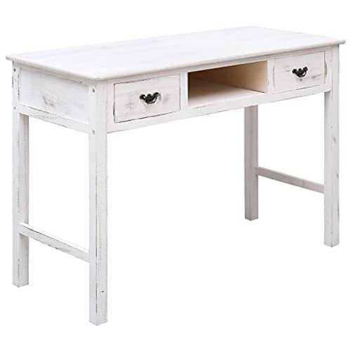 Console Table Antique White 110x45x76 cm Wood +Material: Poplar wood and Paulownia wood