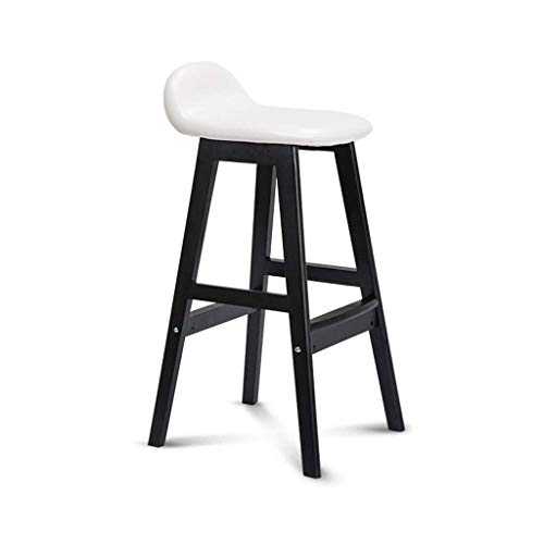 Bar Stool, Backrest High Stool Solid Wood Bar Stool Black Shelf Breakfast Kitchen Counter Chair, Three Colors Optional (color : Black, Size : One),Size:Two,Colour:White ( Color : White , Size : One )