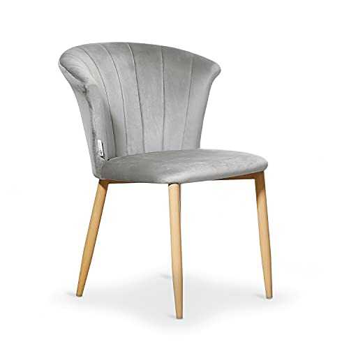 Life Interiors: Elsa Velvet LUX Chair | Retro Design | Living Room | Dining Chair | Modern Furniture | Upholstered Padded Seating | (Grey, 1)