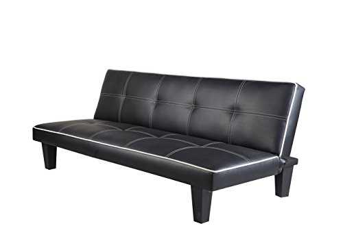 7Star Click Clack faux leather Sofa Bed Black spare room, guest room or games room recliner bed Settee Sale