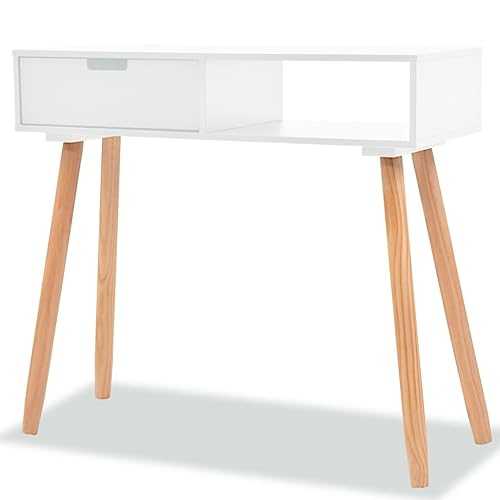 vidaXL Console Table Solid Pinewood White Living Room Side End Telephone Stand