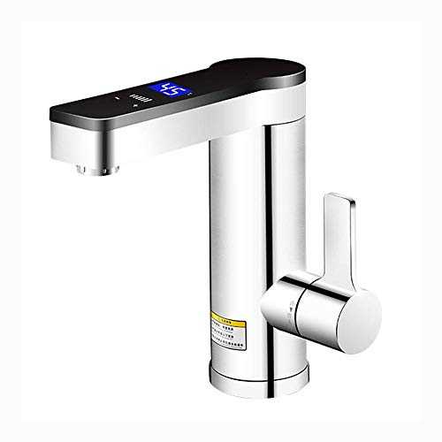 Instant Tankless Water Faucet,Electric Water Heater Faucet,Supply Hot and Cold Water,Stainless Hot Water Tap,Fast Heating Tap with LED Digital Display for Toilet Kitchen Home Facilities,Silver