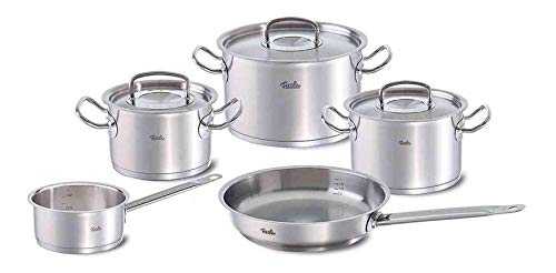 Fissler Cookware, 5-Piece Set, 3 Pots Saucepan, 1 Frying Pan (without lid), Suitable for All Hob Types Including Induction, Stainless Steel 18/10, Original-Profi Collection