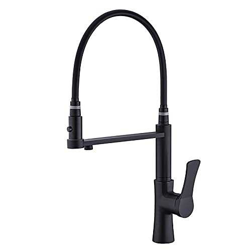 Pull Down Kitchen Tap Brass Swivel Kitchen Faucet with Pull Out Spray Kitchen Mixer Tap, Drinking Water, Cold and Hot Kitchen Sink Faucet Deck-Mounted Kitchen Sink Mixer Tap,Black
