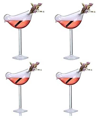 GXYtable cloth 4PCS Cocktail Glass, Glass Goblet Transparent Glass Cup Decorative Bird Shape Cocktail Glass for Home Bar Restaurant 150ML*4 whiskey decanter