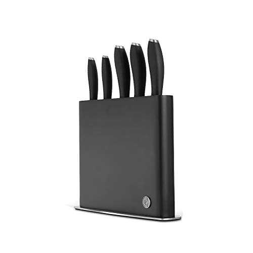 Circulon - 6-Piece Kitchen Knife Set - Japanese Stainless Steel - Non Stick Blades - Textured Handles - Professional Knife Set - Knife Block Included