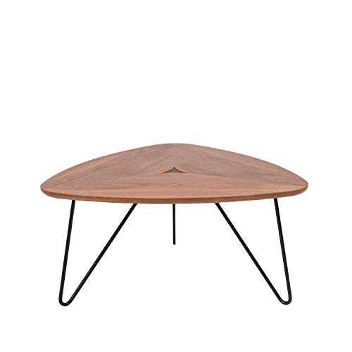 Amazon Brand - Rivet Triangular Coffee Table, 40.6 x 83.05 x 81.02 cm, Walnut Veneer with Black Metal legs