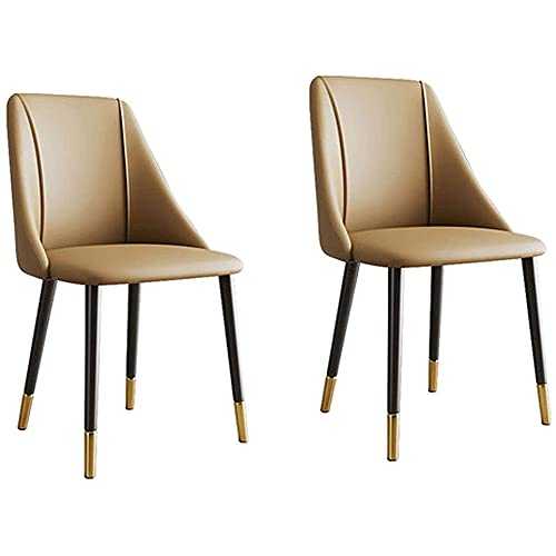 Dining Chairs Set of 2, Modern PU Leather Upholstered Armless Dining Chair Living Room Water Proof Accent Chair with Backrest Counter Chairs,Beige