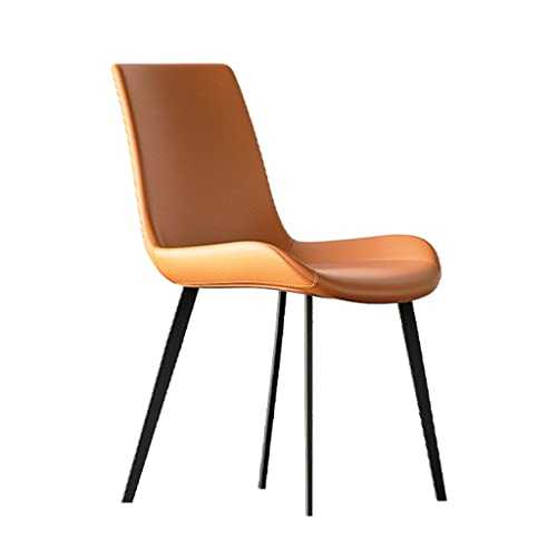 ZFRXIGN Dining Chairs Grey/orange Leisure Kitchen Chair Simple Home Back Chair Desk Chair Post-modern Industrial Style Wrought Iron Dining Chair Upholstered Leather Chair(Color:orange)