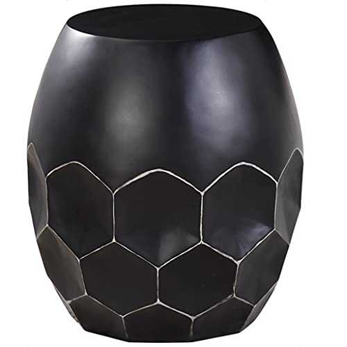 End Table Round Corner Table Light Luxury Golden Side Table, Sofa Living Room Corner Coffee Table, Copper Drum Stool Metal Pier (Color : Black, Size : 30 * 45cm)