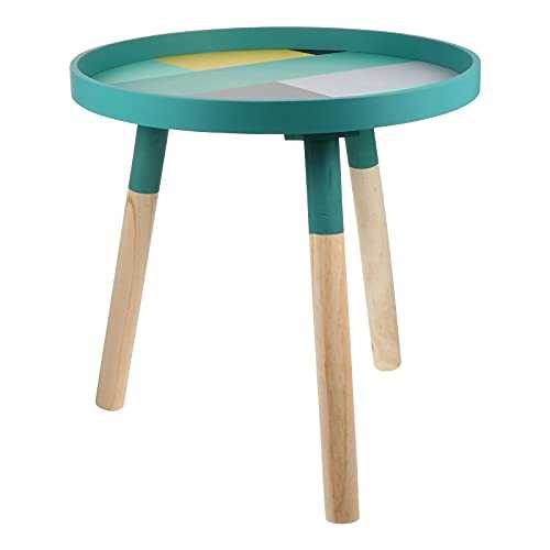 YZERTLH Coffee Table Coffee Table Desk Decorative Wooden Bedside Table Tea Table Bedroom Round Desk Side Desk Coffee Tables (Color : Green)