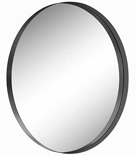 NXHOME Circle Metal-Frame Wall Mirror - Bathroom Decorative Wall Mounted Round Mirror 32 Inches Black Vanity Mirror for Living Room Entryway Bedroom