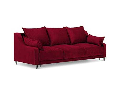 Mazzini Velvet Sofa Bed with Storage Chest, Lilac, 3 Seaters, Red, 215 x 94 x 90 cm